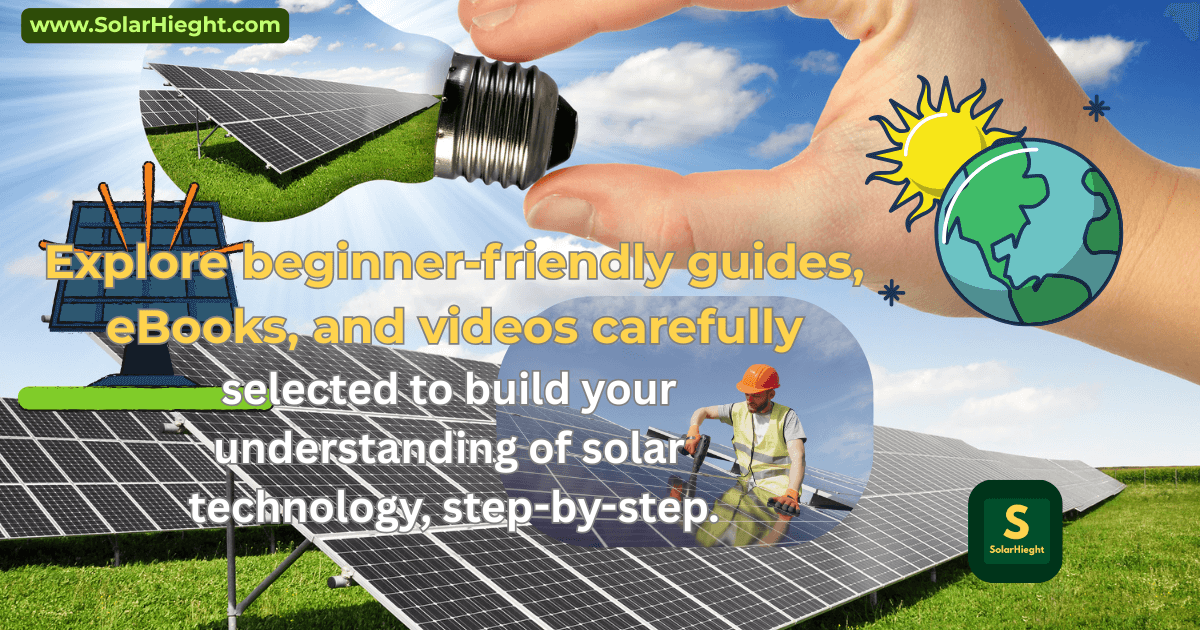 Solar panel resources for beginners β explore guides, eBooks, and videos about solar energy with step-by-step learning from SolarHieght