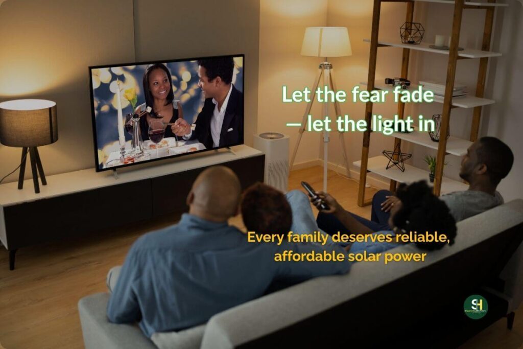 family enjoying the evening with the calmnes and no noise that solar brings